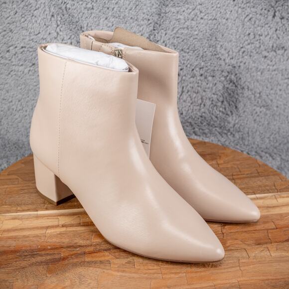 The Drop Shoes - The Drop Women's “Jessi” Side Zip Block Heel Boot Ankle Size 7 Bone Color NWB